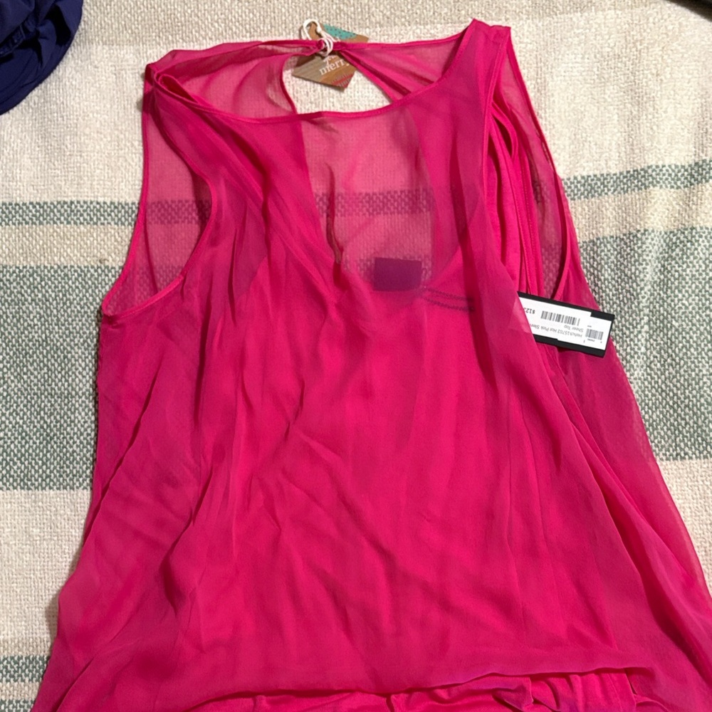 Heather by Bordeaux hot Pink Sleeveless sheer top M.
